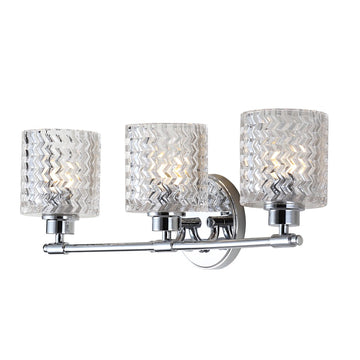 Spaulding Vintage Iron/Chevron Pattern Glass Farmhouse Cottage LED Vanity Light